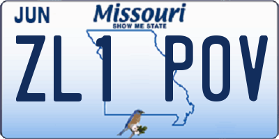 MO license plate ZL1P0V