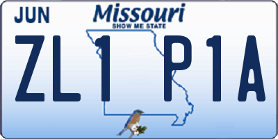 MO license plate ZL1P1A