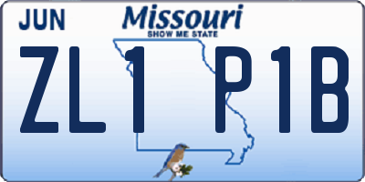 MO license plate ZL1P1B