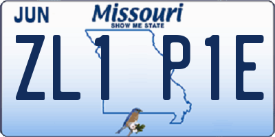 MO license plate ZL1P1E
