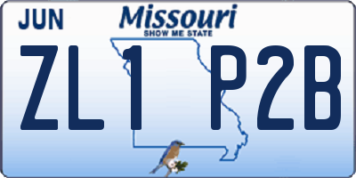 MO license plate ZL1P2B
