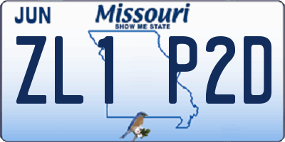 MO license plate ZL1P2D