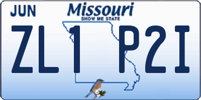 MO license plate ZL1P2I