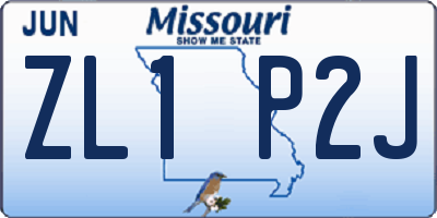 MO license plate ZL1P2J