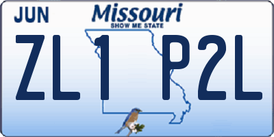 MO license plate ZL1P2L