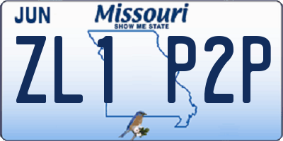 MO license plate ZL1P2P