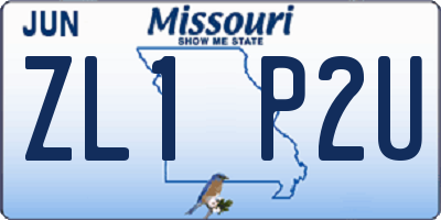 MO license plate ZL1P2U