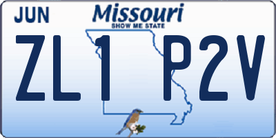 MO license plate ZL1P2V