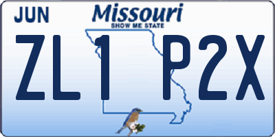 MO license plate ZL1P2X