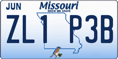 MO license plate ZL1P3B