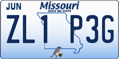 MO license plate ZL1P3G