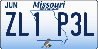 MO license plate ZL1P3L