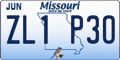 MO license plate ZL1P3O