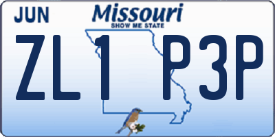 MO license plate ZL1P3P