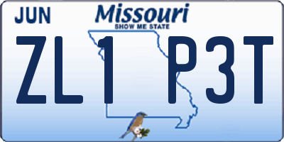 MO license plate ZL1P3T
