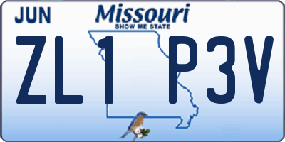 MO license plate ZL1P3V