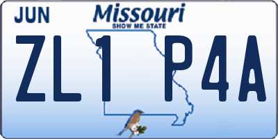 MO license plate ZL1P4A