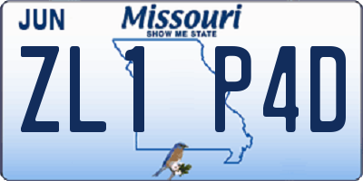 MO license plate ZL1P4D