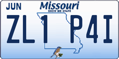 MO license plate ZL1P4I