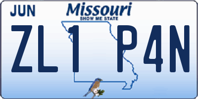 MO license plate ZL1P4N