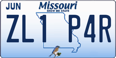 MO license plate ZL1P4R