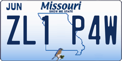 MO license plate ZL1P4W