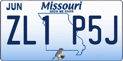 MO license plate ZL1P5J