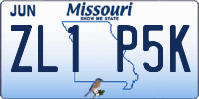 MO license plate ZL1P5K