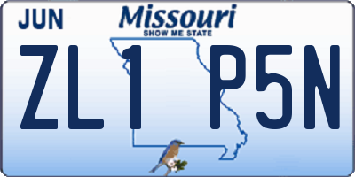 MO license plate ZL1P5N