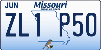 MO license plate ZL1P5O