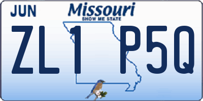 MO license plate ZL1P5Q