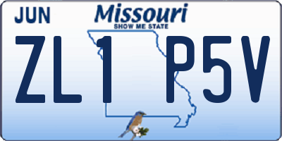 MO license plate ZL1P5V