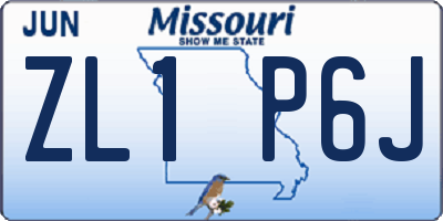 MO license plate ZL1P6J