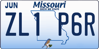 MO license plate ZL1P6R