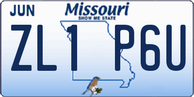 MO license plate ZL1P6U