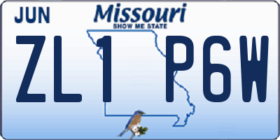 MO license plate ZL1P6W