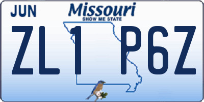 MO license plate ZL1P6Z