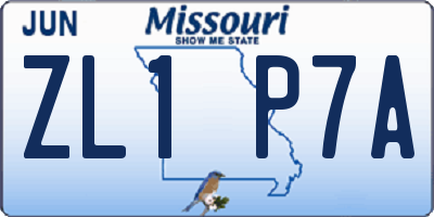 MO license plate ZL1P7A