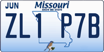MO license plate ZL1P7B