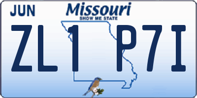 MO license plate ZL1P7I