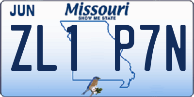 MO license plate ZL1P7N