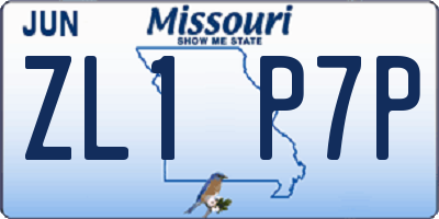 MO license plate ZL1P7P