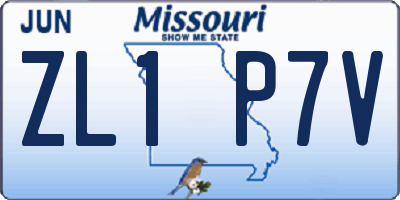 MO license plate ZL1P7V