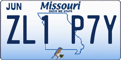 MO license plate ZL1P7Y