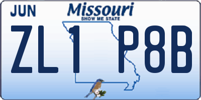 MO license plate ZL1P8B