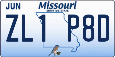 MO license plate ZL1P8D