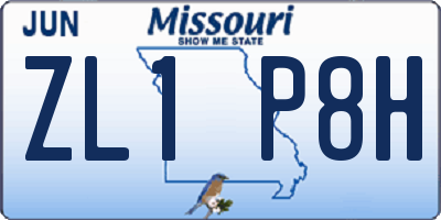 MO license plate ZL1P8H