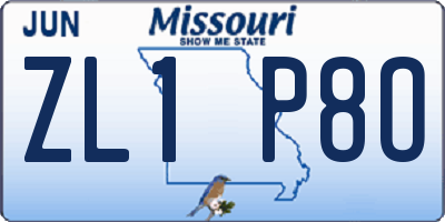 MO license plate ZL1P8O