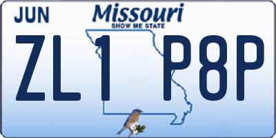 MO license plate ZL1P8P