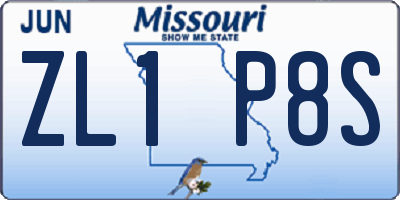 MO license plate ZL1P8S